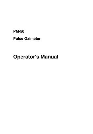 PM-50 Pulse Oximeter Operators Manual Ver 2.2 Oct 2007