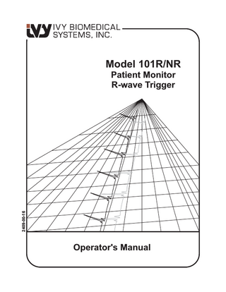 Model 101R and NR Patient Monitor Operator Manual Rev 01