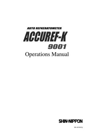ACCUREF-K 9001 Auto Refractometer Operation Manual Jan 2008