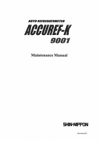 ACCUREF-K 9001 Auto Refractometer Service Manual