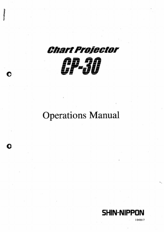 CP-30 Chart Projector Operation Manual