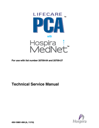 Lifecare PCA with MedNet Technical Service Manual Rev A Nov 2010