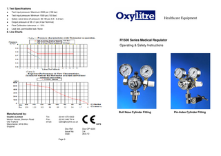 R1500 Series Medical Regulators Operating & Safety Instructions Issue No 3.4 Date Aug 2012