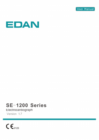 SE-1200 Series Electrocardiograph User Manual Ver 1.7