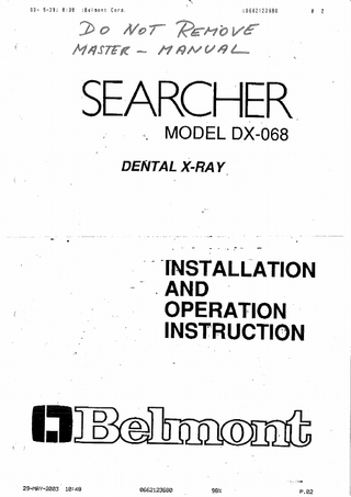 SEARCHER Mobel DX-068 Installation and Operation Instruction