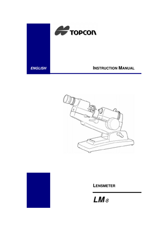 ENGLISH  INSTRUCTION MANUAL  LENSMETER  LM-8  