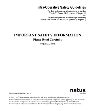 Natus Intra-Operative Safety Guidelines Rev 07 Aug 2013