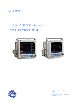 PROCARE Monitor B40 and B20 Users Reference Manual Rev D July 2011