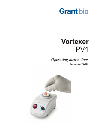 Vortexer PV1 Operating instructions For version V.1GW  