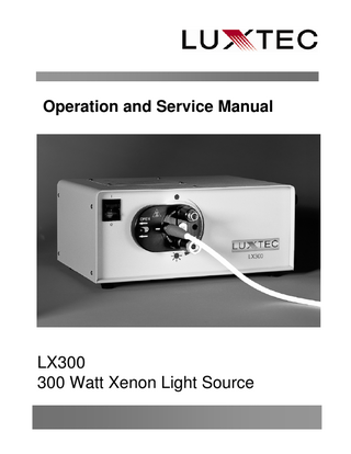 LX 300 Xenon Light Source Operation and Service Manual Nov 2007