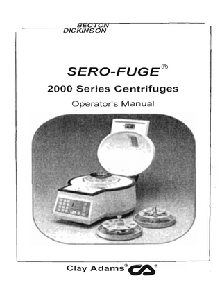 SERO-FUGE 2000 Series Centrifuges Operators Manual Rev B
