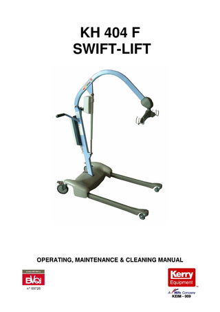 KH 404F SWIFT-LIFT Lifter Operating, Maintenance and Cleaning Manual KEIM-009