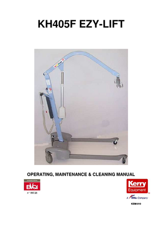 KH 405F EZY-LIFT Lifter Operating, Maintenance and Cleaning Manual KEIM-010