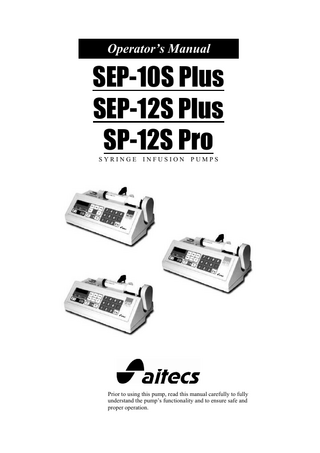 SEP-10SPlus, SER -12S Plus and SP-12S Pro Operators Manual Rev 2.0 March 2007