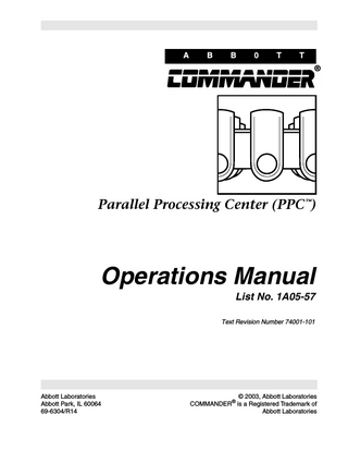 COMMANDER Parallel Processing Center (PPC) Operations Manual June 2003