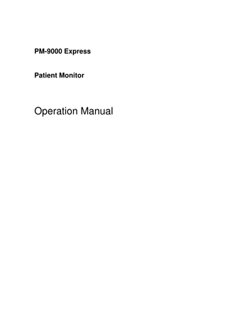 PM-9000 Express  Patient Monitor  Operation Manual  