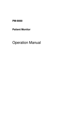 PM-9000 Patient Monitor Operation Manual ver 6.2