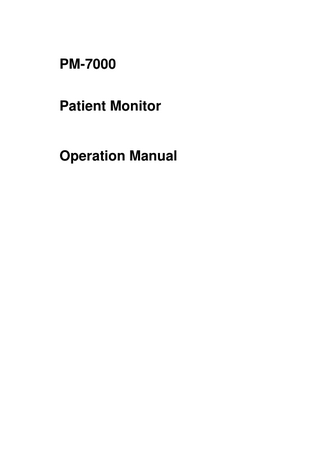 PM-7000 Patient Monitor Operation Manual ver 1.0