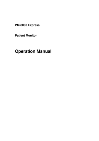 PM-8000 Express Patient Monitor Operation Manual ver 1.0