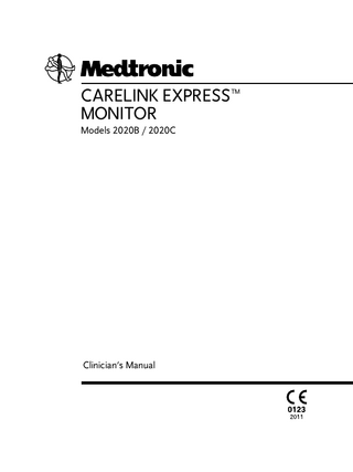 CARELINK EXPRESS Models 2020B and 2020C Clinicians Manual Rev B Sept 2011