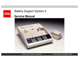 PHYSIO CONTROL Battery Support System 2 Service Manual part number 3010516-00