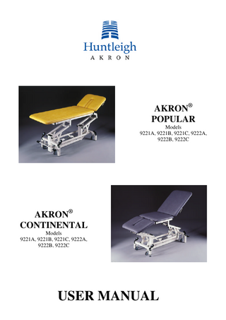AKRON POPULAR and CONTINENTAL Models 9220 series User Manuals Oct 2000