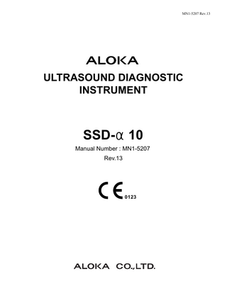 SSD-α10 Measurement E1 Manual Number MN1-5207 Rev13 ver 7.1