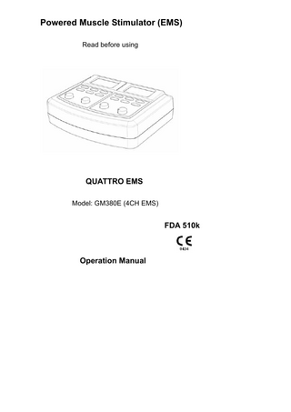 QUATTRO EMS Model GM380E (4CH EMS) Operation Manual
