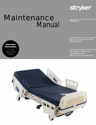 Model 2030 Epic II Critical Care Bed Maintenance Manual Rev F April 2010