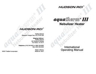 aquatherm III International Operating Manual April 2007