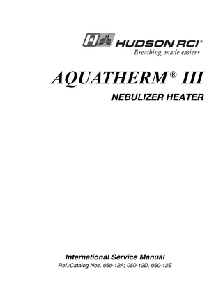 AQUATHERM III International Service Manual April 2004