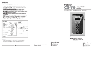 Frigitronics CS-76 Operating & Maintenance Manual Revised 2003