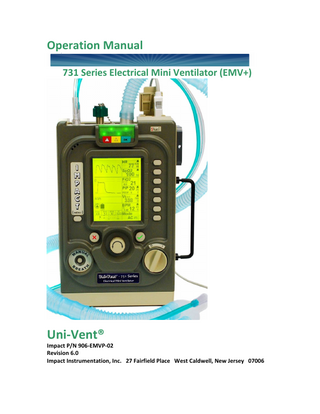 Uni-Vent 731 Series EMV+ Operation Manual Rev 6.0