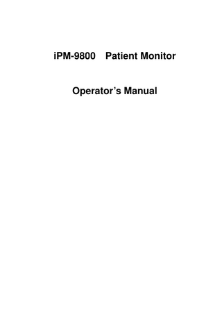 iPM-9800  Patient Monitor  Operator’s Manual  