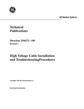 High Voltage Cable Installation and Troubleshooting Procedures Rev 1