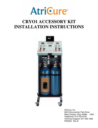 AtriCure P000561 B CRYO1 Accessory Kit Installation Instruction Rev B