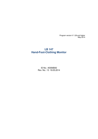 LB 147 User and Service Manual V 1.28 May 2014