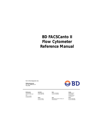BD FACSCanto II Flow Cystometer Reference Manual Rev A May 2006