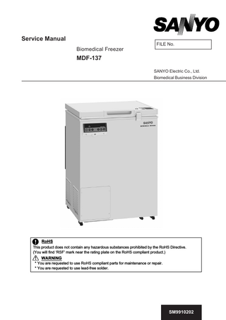MDF-137 Biomedical Freezer Service Manual