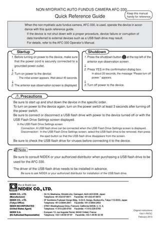 AFC-330 Quick Reference Guide Feb 2013