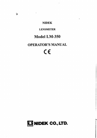 LM-350 Lensmeter Operators Manual July 2003