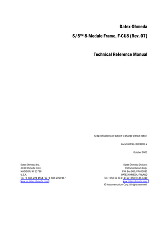S5 8-Module Frame Technical Reference Manual June 2001