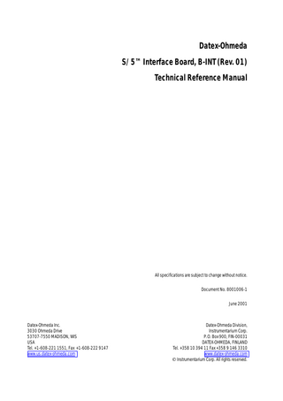 S5 Interface Board Technical Reference Manual June 2001