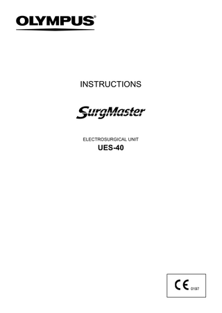 UES-40 SurgMaster  ELECTROSURGICAL UNIT Instructions May 2014