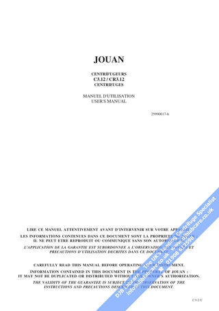 JOUAN C3-12 & CR3-12 User Manual Rev h March 1999