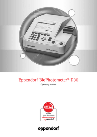 BioPhotometer D30 Operating Manual Sept 2012