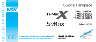 Surgical Handpiece Ti-Max X-SG20L Ti-Max X-SG25L Ti-Max X-SG93L Ti-Max X - S G 9 3 S-Max SG20  OM-C0425E  