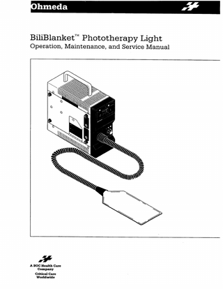 BiliBlanket Phototherapy Light Operators Manual Feb 1992