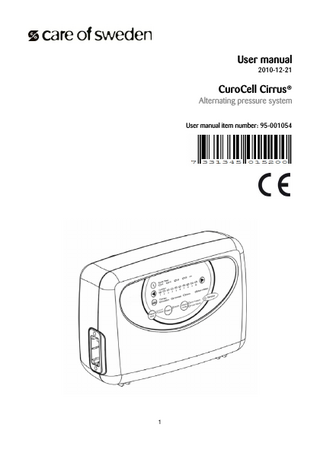 User manual 2010-12-21  CuroCell Cirrus® Alternating pressure system User manual item number: 95-001054  1  