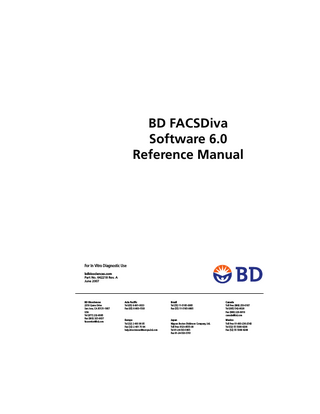 FACSDiva Reference Manual Sw 6.0 Rev A June 2007